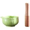 Striegro Ciotola grattugia per aglio in ceramica con estrattore di erbe, piastra grattugia per aglio in ceramica multifunzione a forma di petalo con schiacciapatate e spazzola per - verde.