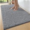 DEXI Tappeto Bagno 60 x 110 cm, Grigio chiaro | Tappetino Antiscivolo e Morbido Spesso in Microfibra, Tappeti Assorbente e Lavabile per la Lavandino, Ingresso del Doccia