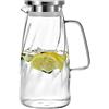 Vzaahu, brocca di vetro con coperchio, caraffa per acqua ghiacciata, 1,7 litri, barattolo di tè in vetro borosilicato, brocca per vino, teiera per caffè e latte