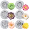 MYPRACS Set di 6 stampi in silicone a forma di fiore di crisantemo, margherite, cioccolato, caramelle, decorazioni per torte, topper per cupcake, pasta di gomma polimerica