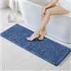 MIULEE Tappeto in Microfibra 4 CM Lungo Anti-scivolo 1 Pezzo Blu 45x120 cm | Assorbimento dell'acqua Morbido Tappetino da Bagno per Porte d'ingresso Corridoio Doccia Soggiorno