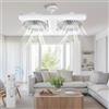 ConBlom Ventilatore da soffitto da 50 W con illuminazione, lampada E27, base convertitore con telecomando, silenzioso, 3 velocità, 3 colori, angolo regolabile, per camera da letto, soggiorno e ufficio