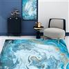 Tappeti Design Tappeto Mucchio Corto Marmo dorato azzurro astratto europeo, per la decorazione dell'area della scala d'ingresso del corridoio di casa200*250cm