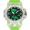 findtime Orologi da uomo digitale orologio da polso da uomo per uomo e ragazzo, design tattico militare con timer LED, cinturino in silicone nero, trasparente verde, Militare