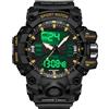 findtime Orologi da uomo digitale orologio da polso da uomo per uomo e ragazzo, design tattico militare con timer LED, cinturino in silicone nero, oro nero, Militare