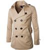 KSFBHC Trench Coat Uomo Primavera Autunno Doppio Bresed Trench Coat Uomo Abbigliamento Abbigliamento Medio E Long Giacche Cappotto Cappotto (Color : Khaki, Size : XX-large)