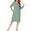 Wikoan Camicie da Notte da Donna Maniche Lunghe Cotone Verde Chiaro,XXL