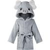 WYTbaby Accappatoio per bambini in morbida flanella accappatoio con cappuccio, ad asciugatura rapida per neonati, ragazze e ragazzi, Grigio Elefante, 3-12 Monate