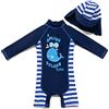 BONVERANO, Costume da bagno intero per bambini, a maniche lunghe, protezione UV 50+, con cerniera