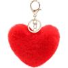 MVKZFE Portachiavi con pompon in finta pelliccia a forma di cuore, accessorio per borsa, soffice, portachiavi, zaino, ciondoli per donne e ragazze