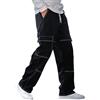 Generic Jeans cargo da uomo a gamba dritta pantaloni in denim con tasche casual elastico in vita gambe larghe pantaloni della tuta larghi pantaloni da ufficio