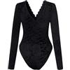 DASONLUE Body da donna in pizzo, a maniche lunghe, in pizzo, trasparente, taglio out, body a maniche lunghe, abito sexy Dirndlbody elegante