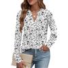 Cuptacc Camicia Donna Elegante Scollo a V Blusa Donna Tunica Casual Maniche Lunga Mussola Camicetta Top Nero Bianco Pois, X-Large XL 46-48