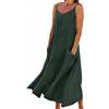 Shfebrinox 2026 Abito Lungo in Lino Donna Estate Caftano Scollato Taglie Forti Spalline Sottili Elegante Cerimonia Casa Copricostume Estate Ufficio vestibilità Ampia Svolazzante Versatile Avvolgente