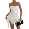 Gkaopi Vestito Donna Sexy Senza Spalline Mini Abito Estivi Schiena Scoperta Bodycon Abito Spacco Laterale Volant Vestiti da Sera Corti per Cocktail Festa Club Discoteca