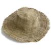Manakamana, Cappello da Sole in Canapa, Bordi sfilacciati, Canapa Estivo, Cappello Hippie Naturale, Cappello di Paglia da Uomo - Beige - M