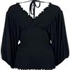 Black Premium by EMP Donna Camicia Nera a Maniche Lunghe con Elastico in Vita M