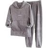 Generisch - Set pigiama in flanella per donna e uomo, felpato, con cappuccio, pullover, pantaloni da pigiama per coppie, set lounge, invernale, in pile, felpa, pantaloni da jogging, set da due pezzi