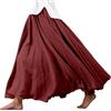 BweStilm Gonna estiva da donna, lunga, in lino, in cotone, stile boho, tinta unita, per il tempo libero, a pieghe