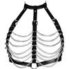 BYDHSS Cintura da donna in pelle lingerie cintura in vita multistrato catena per il corpo gabbia per il corpo punk cinturino regolabile festival rave danza accessori costumi, Nero , Etichettalia unica