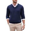 COOFANDY Maglione Uomo Scollo a V Business Casual, Pull in Maglia Fine Tinta Unita, Pullover Leggero per Autunno Inverno Blu Navy XXL