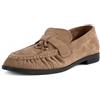 MISSCAI Mocassini Donna Invernali Ecopelle Scamosciata Tacco Basso 2 cm | Scarpe basse donna, mocassino slip-on, loafers college cuciture arricciate e ornamento dorato