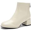Aeslech Fall Ankle Boots for Women Chunky Block Mid Heel Booties Back Zipper Fashion Short Boots