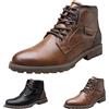 Generic Stivali da uomo in pelle con lacci, stivali da uomo, bicolore, alla moda, scarpe alte, scarpe da viaggio, scarpe da lavoro, scarpe casual invernali con lacci, stivaletti per il tempo libero a vita