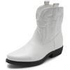 MISSCAI Stivaletti Cowboy Donna con Zip e Ricami Western | Stivali texani a punta affusolata, cerniera laterale, tacco basso 3.5 cm altezza alla caviglia