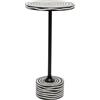 Kare Tavolino di design Domero Swirl nero, diametro 25 cm, zebra | portata 30 kg, altezza 50 cm, rotondo, materiale in legno, acciaio verniciato a polvere, fatto a mano, design moderno