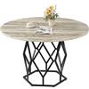 IDEALHOUSE Tavolo da pranzo rotondo, 120 cm, per 4-6 persone | Moderno tavolo da cucina Farmhouse effetto legno con stabile base in metallo dal design industriale, tavolo da colazione per