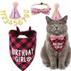 Xinjoduz Set di 4 cappelli a forma di gatto, con numeri | Abbigliamento per gatti di compleanno, cappello decorativo con numeri, accessorio per feste, per animali domestici, gatti