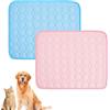 SLIAXINT 2 Pezzi Tappetino Refrigerante Cane Tappeto Refrigeranti 48x29cm | cotone pp,traspirante,resistente ai graffi,resistente all'abrasione,leggero blu rosa per divani pavimenti auto esterno