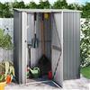 Keyroto Capanno per Attrezzi da Esterno Casetta da Giardino Casetta Porta Attrezzi da Giardino in Acciaio Zincato-Grigio-180,5x97x209,5 cm