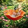 yeeplo Spina da giardino in metallo, mangiatoia per uccelli, realizzata a mano, a forma di fiore, abbeveratoio per uccelli invernali, abbeveratoio per api, statuette da giardino e statue da giardino per