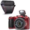 Kodak Pixpro AZ255 - Fotocamera Bridge da 16 MP, zoom ottico 25x, Full HD 1080p, grandangolo 24 mm, stabilizzatore, schermo LCD da 3, custodia inclusa, ideale per viaggi, colore: rosso