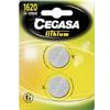 Cegasa CR1620 - Confezione 2 batterie pulsante litio, colore: verde