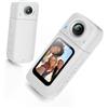 Generic Videocamera portatile per il corpo WiFi con batteria lunga, bianca | Videocamera portatile con rotazione a 360 gradi, per sport e sport