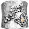 WDIYIEETN Anello a fascia larga da donna in argento Sterling 925 con incisione floreale e farfalla in stile vintage, in argento Sterling 925, anello con indice per pollice, stile boho, idea regalo