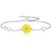 Clearine 925 Argento CZ Fiore di Sole Bracciale Regolabile Cuore Gioielli Regali per Donne