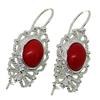 Generico Coralli di Sardegna Orecchini Corallo Rosso Cabochon 8x10mm Filigrana Argento Traforata 35mm