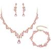 Clearine Set di gioielli da sposa da donna, con strass lucidi, a goccia, con scritta in lingua tedesca