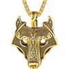 FaithHeart Collana Lupo Testa Collana Wolf Fenrir con Nodo Celtico Vichingo Collana Uomo Acciaio Vichingo Vintage Hiphop Punk in Rilievo Alta Qualità 55+5 CM