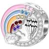 SEVENWELL Ciondolo da viaggio a forma di cuore, occhi malvagi, galassia stellata da donna, Argento sterling, Zirconia cubica