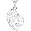YL Collana Madre e Figlia Argento 925 e 12 Pietra portafortuna Zirconia Cubica Pendente Cuore per Mamma Donna,Catena 18-20CM