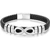 Wamantic Bracciale in Pelle Personalizzato Uomo Bracciale Infinity Inciso con Nomi/Testo Nero, Regalo per Papà/Marito/Partner per Festa del Papà, Compleanno, Natale (6 nome)