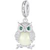 ShiYu Ciondolo Charm Gufo Luminescente per Bracciale Pandora, Charm in Argento Sterling 925 che Brilla al Buio, Regalo per Donne e Ragazze