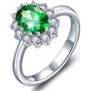 YL Anello da Donna in Argento 925 Pietra natale Maggio Smeraldo Anello di Fidanzamento(Taglia 12)
