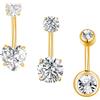 Besyvvin 3pcs ombelico Piercing 8 mm acciaio chirurgico argento oro cuore ombelico anelli Piercing 14G pancia gioielli donne