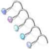 ZS 5-9Pcs Piercing Naso Opale Blu, 20g L Forma Nostril Piercing Anello Naso, Piccoli Piercing Naso Acciaio Chirurgico Per Le Donne Gli Uomini Naso Gioielli Corpo (B:5PCS Piercing Naso)
